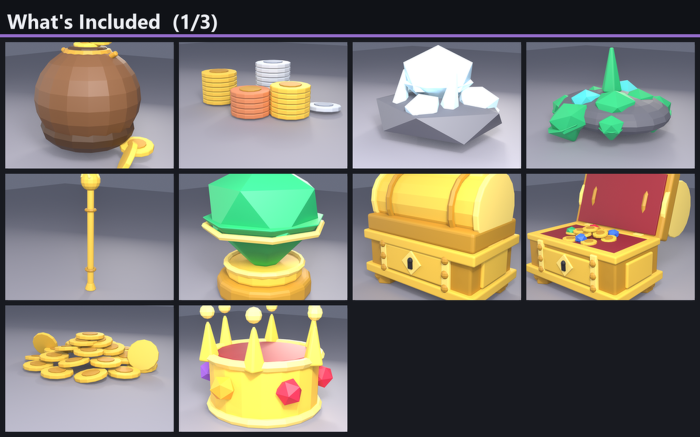 Stylized Chest Loot Pack x30 Treasure Coins Gem preview 5