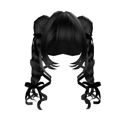 Black Doll Curly Pigtails With Black Bows