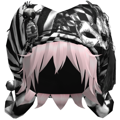 Black Gothic Circus Jester Hat w Pink Hair Roblox item