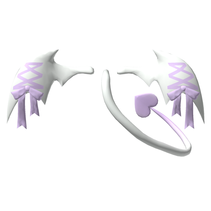Bat Devil Imp Lace Tail - White Pastel Purple
