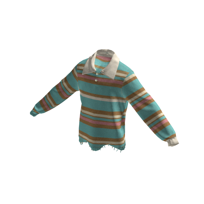 Aqua Retro Stripe Polo