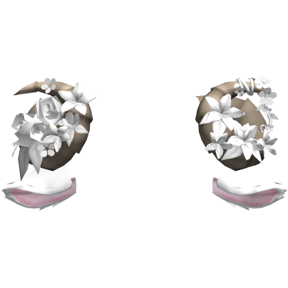 White Goat Sheep Flowery Brown Horns w White Ears
