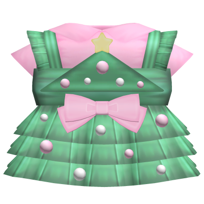 cute winter christmas tree dress in pink