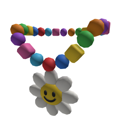 Kidcore Rainbow Smiley Daisy Block Bead Necklace