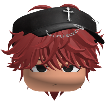 Boy Cute hair Fluffy Red anime Cap cross Y2k Roblox item