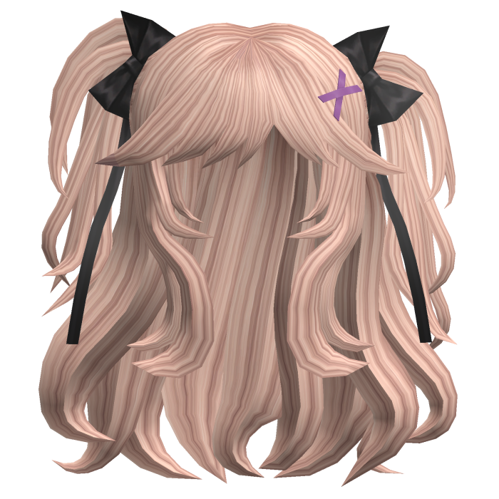 Blonde Wavy Cute Girl Twin Tails Black Bows