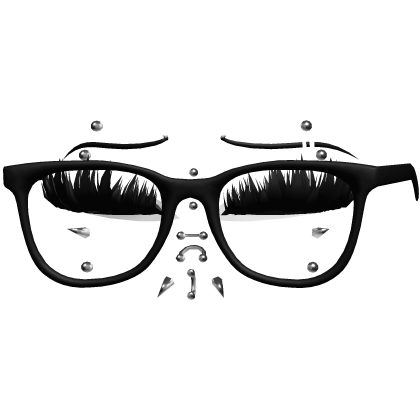 ♡ punk lashes w glasses + piercings Roblox item