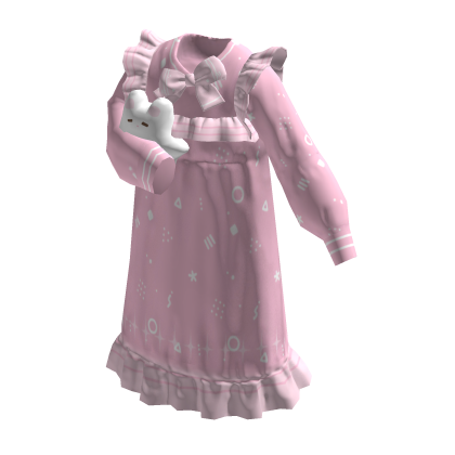 Holding Plushie Pajamas dress (pink)