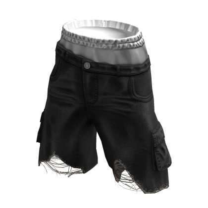Black Denim Ripped Cargo Shorts thumbnail