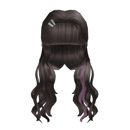 Wavy Girl hair w/ Pink Stripes Roblox item