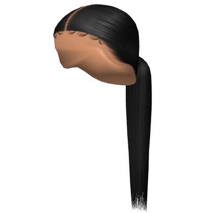 Sleek Low Middle Part Ponytail + Edges in Black