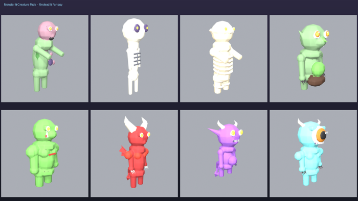 Low Poly Monster Creature Pack RPG Enemy Mob x24 preview 2