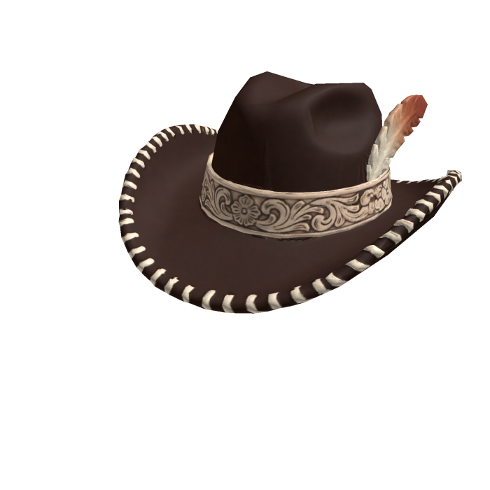 Brown Cowboy Hat w/ Tooled Band & Feather