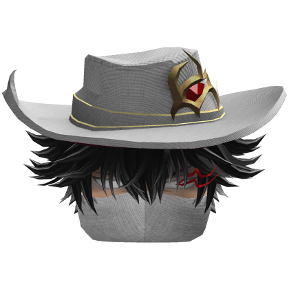 Fluffy Hair with Mask & Hat - White Black