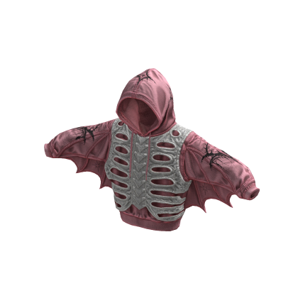Bat Wing Skeleton Hoodie Pink