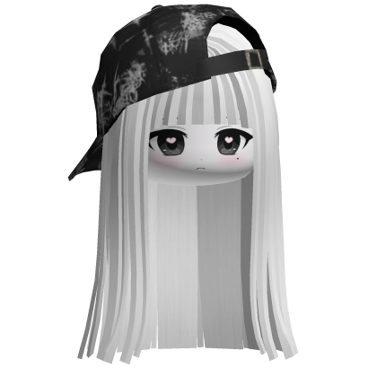 White straight girl hair w/ emo hat & cute face