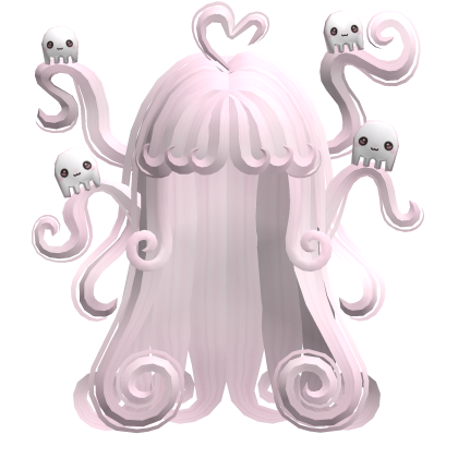 ♡ soft pink swirly halloween hair with cute ghosts Roblox item