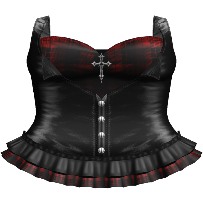 Emo Gothic Plaid Button Up Dress in Red