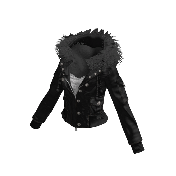 Jacket with Fluffy Collar (Black)