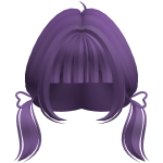 Long Purple Bangs w/ Cute Short Heart Pigtails