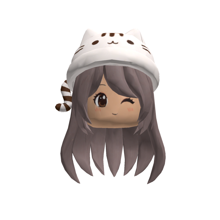 Cute milktea hair with chubby cat beanie ♡