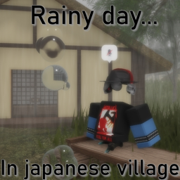 Rainy Day In Japanese Village