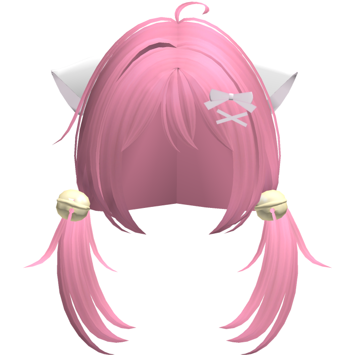 pink playful nyanko cute pigtails