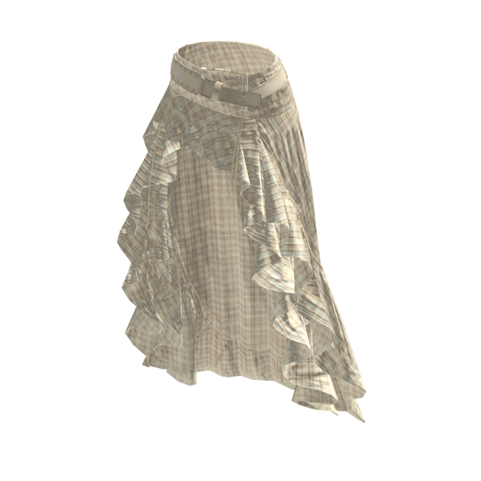 Asymmetric Skirt with Draped Hem (Cream)