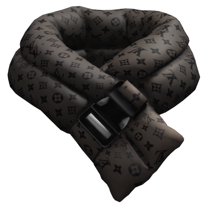Black LV Designer Puffer Scarf