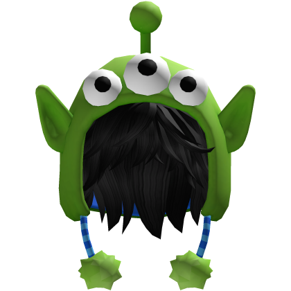 Green Alien Hood Messy Hair (Black) Roblox item