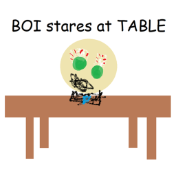 Boi stares at Table