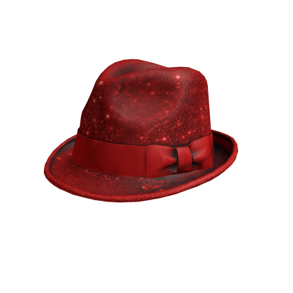 Glittering Red Satin-Banded Fedora