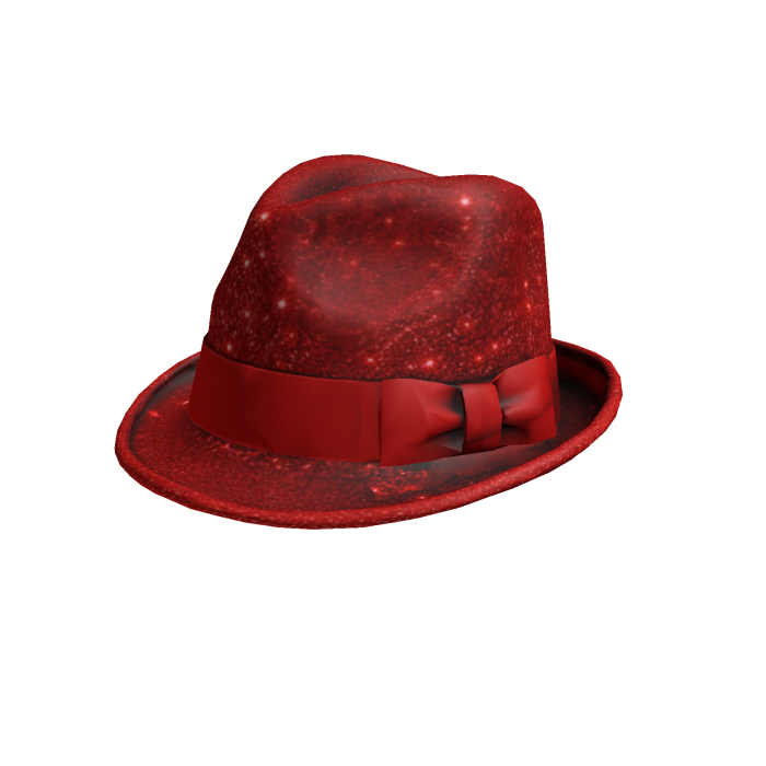 Glittering Red Satin-Banded Fedora