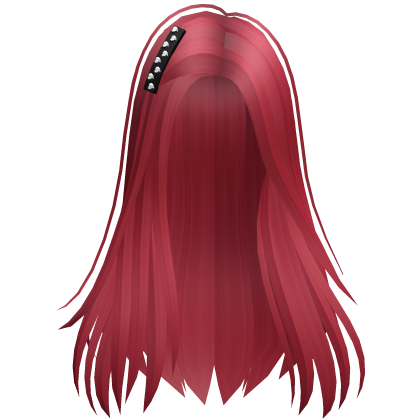Straight Long Hairstyle with Hair Clip (Red) Roblox item
