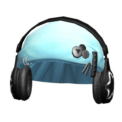 Light Blue Y2k Grunge Beanie with Headphones Roblox item