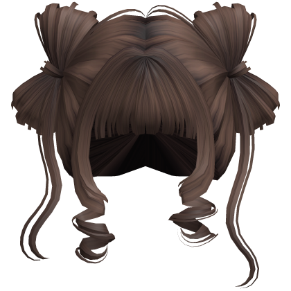 ♡ Cute Bow Pigtails Twirly Bangs Hair (Brown) Roblox item