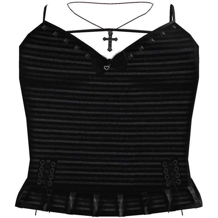 ꒰♡꒱ gothic black emo dress with cross necklace 3.0