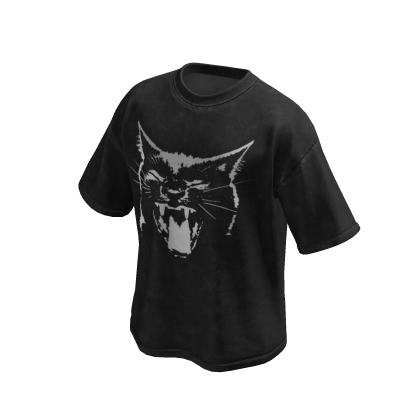 Cat Black Wash Oversized Shirt