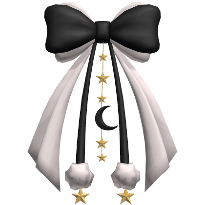 Cute Preppy Bow Moon Charm Ribbon Hair Black White