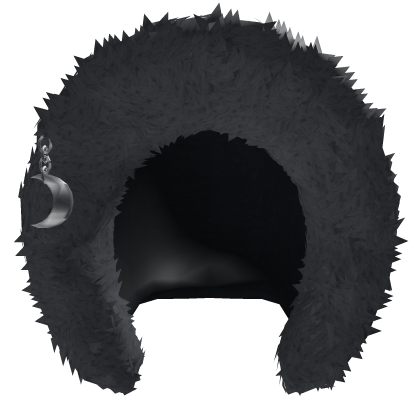 Black winter fur hood with moon charm