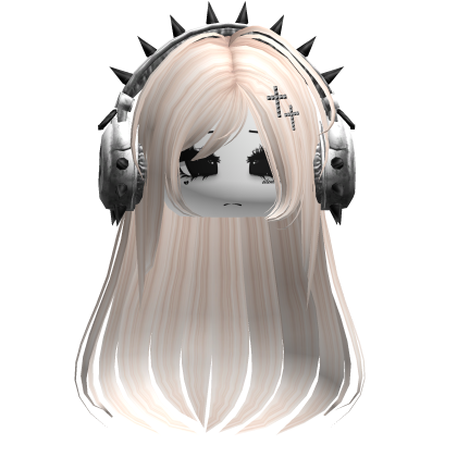 Punk Straight Hair W/ Headphones Beige V2