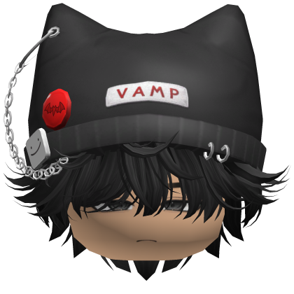 Vamp Emo Messy Anime Boy w/ Beanie (Black) Roblox item
