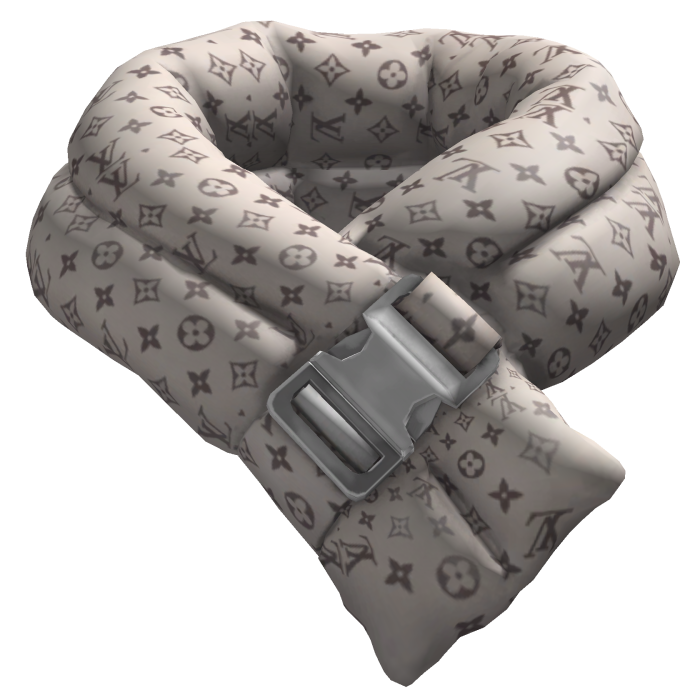 Grey LV Designer Puffer Scarf