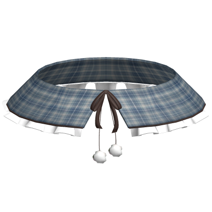 blue plaid soft winter cute pompom shawl