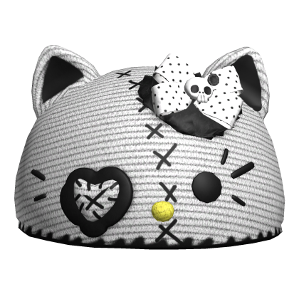 White Cute Kitty Halloween Beanie Roblox item