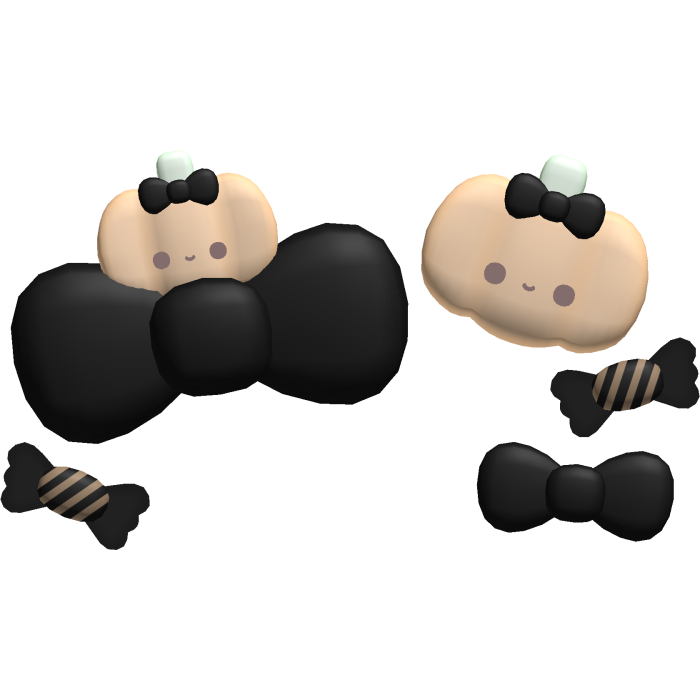 Cute Candy Pumpkin Black Halloween Bow