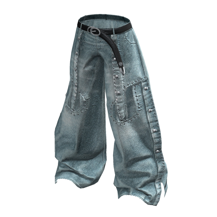 Studded Baggy Denim Pants (Light Denim)