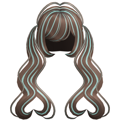 . ‿♡ pretty brown & mint heart pigtail hair ⊹ . ୨୧
