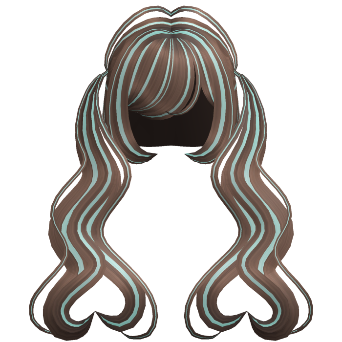 . ‿♡ pretty brown & mint heart pigtail hair ⊹ . ୨୧