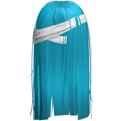 Horror Hot Blue Hair w White Face Bandages Roblox item